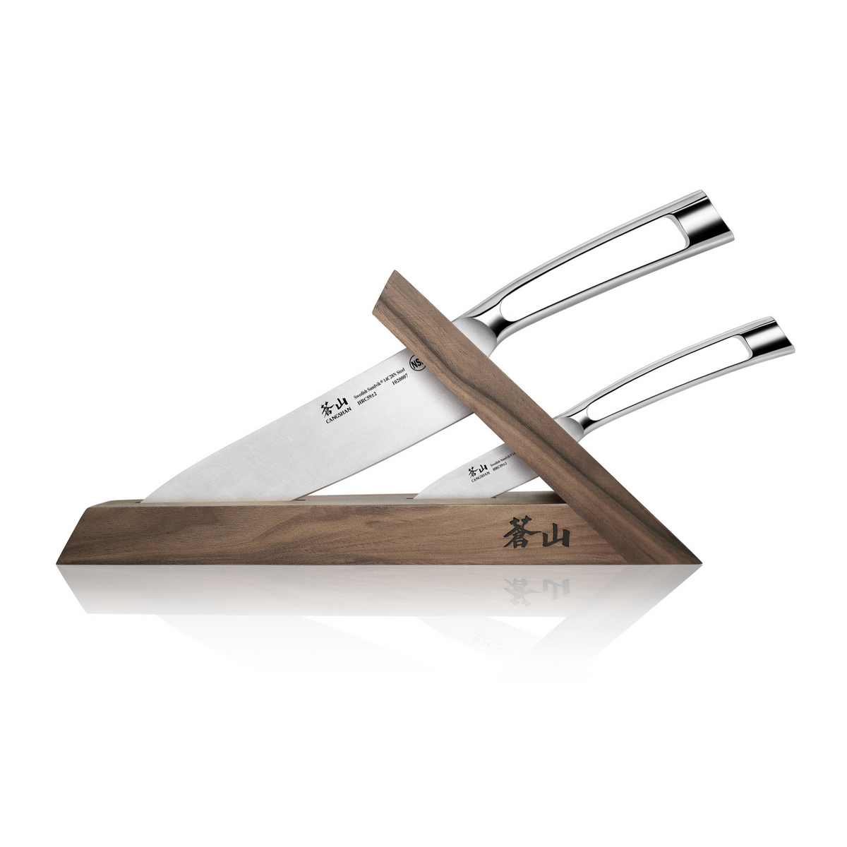 TN1 Series 3-Piece TAI Knife Block Set, Forged Swedish 14C28N Steel, Walnut Block, 1021264