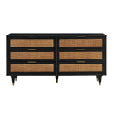 Sierra 60" Cane 6-Drawer Dresser