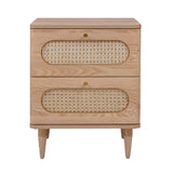 Carmen 19" Natural Ash and Cane 2-Drawer Nightstand