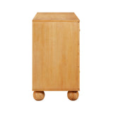 Grappa 62" Natural Wood & Raffia Wavy 6-Drawer Dresser