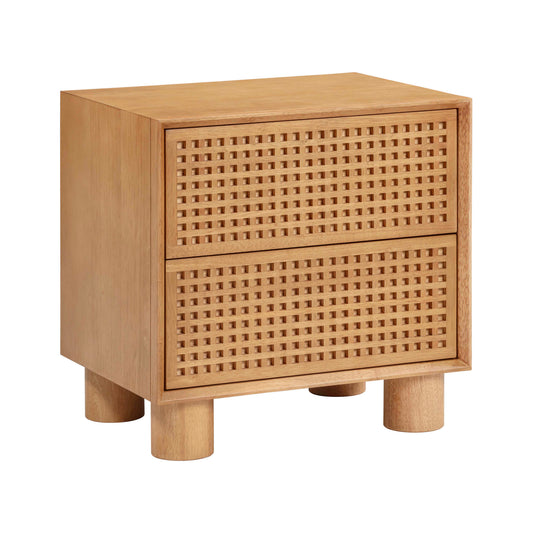Miles 22" Natural Wood 2-Drawer Nightstand