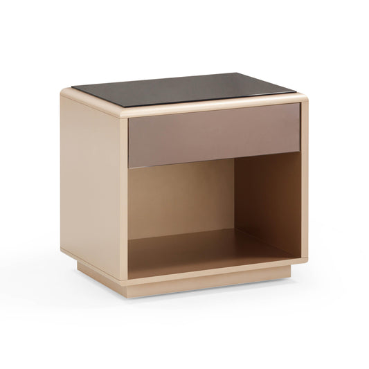 Martha 25" Taupe Mirrored Nightstand With Drawer