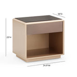 Martha 25" Taupe Mirrored Nightstand With Drawer