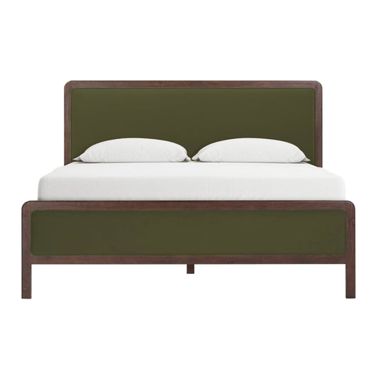 Hella Contract-Grade Velvet and Ash Wood Bed