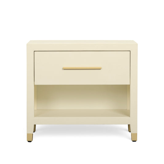 Dani 25" Cream Faux Shagreen Nightstand with Drawer