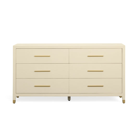 Dani 62" Cream Faux Shagreen 6-Drawer Dresser