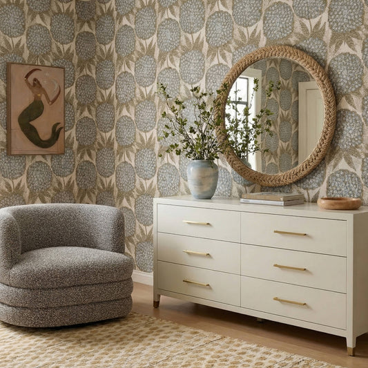 Dani 62" Cream Faux Shagreen 6-Drawer Dresser