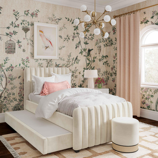 Angela Performance Velvet Trundle Bed in Twin