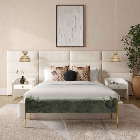 Eliana Cream Performance Boucle Headboard Wings