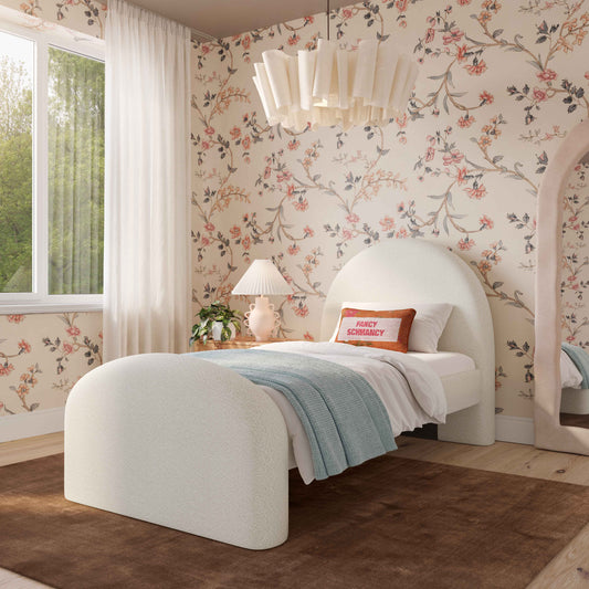 Moon Cream Performance Boucle Twin Bed
