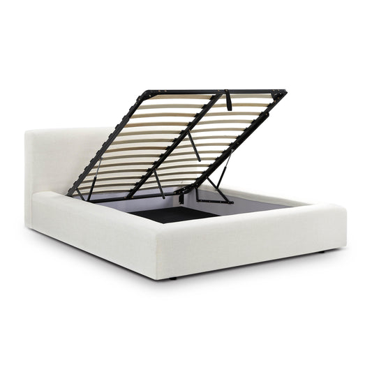 Meena Cream Upcycled Performance Linen Storage Bed