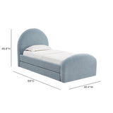 Moon Chambray Blue Performance Chenille Twin Trundle Bed