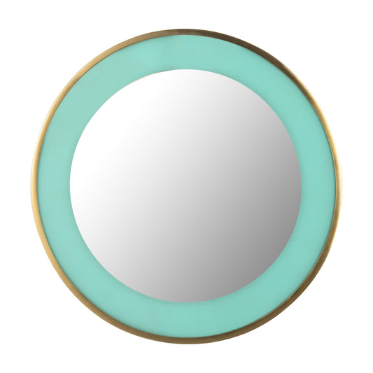 Lucille 24" Turquoise and Brass Round Wall Mirror