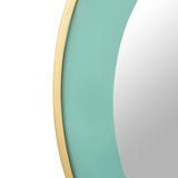 Lucille 24" Turquoise and Brass Round Wall Mirror