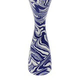 Serene Blue & White Swirl Resin Candlestick