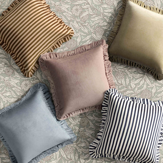 Alessia 20" Striped Ruffle Square Throw Pillow Cover