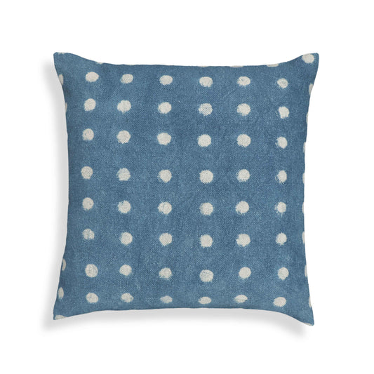 Indigo Dots 20" Cotton Square Throw Pillow Cover