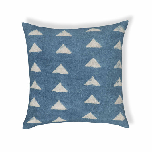 Indigo Triangles 20" Cotton Square Throw Pillow Cover
