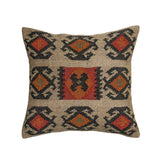 Terra 20"  Square Wool and Jute Kilim Throw Pillow