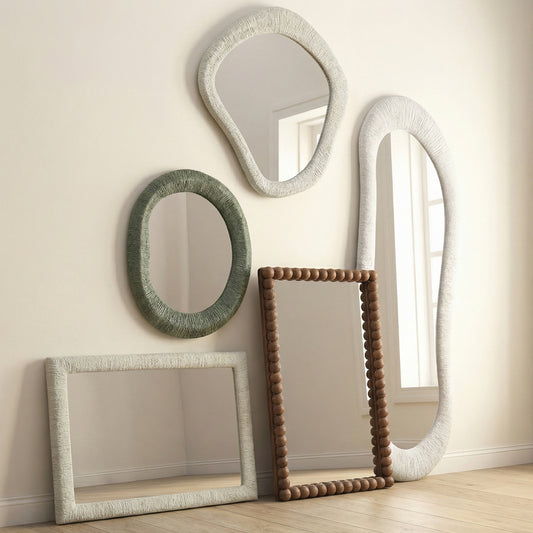 Orpheus 20"X59" Ribbed Faux Stone Floor Mirror