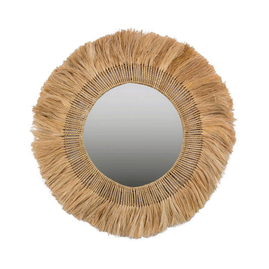 Karissa 35" Natural Abaca Wall Mirror