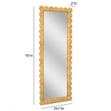 Bama 29.1"X75" Long Natural Rattan Wall Mirror