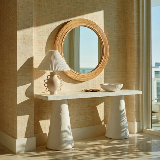 Tanya 43.5" Rattan Round Wall Mirror