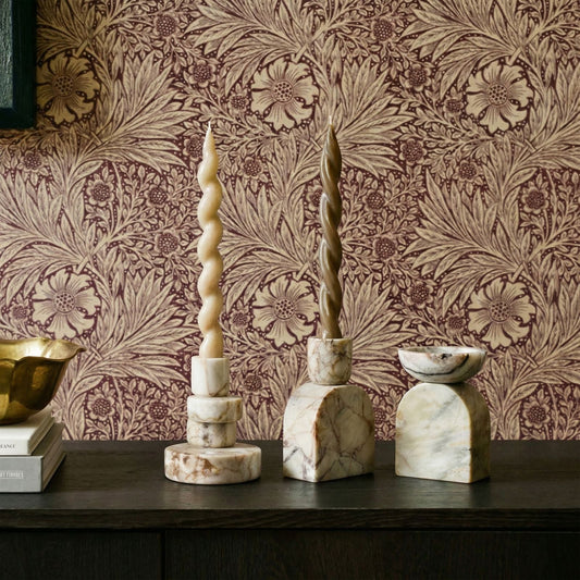 Marble White Brown Balanced Candle Holder