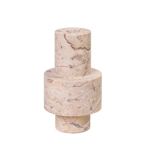 Natural Travertine Turned Candle Holder