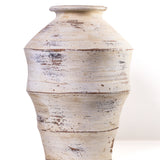 Visha Scalloped Distressed Cream Terracotta Decorative Vase