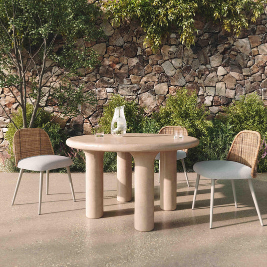 Barbara 47" Cream Textured Indoor/Outdoor Round Dining Table