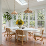 Dorine Striped Performance Linen & Rattan Dining Chair