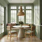 Dorine Striped Performance Linen & Rattan Dining Armchair