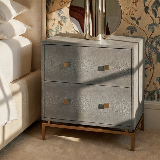 Pesce 25" Faux Shagreen 2-Drawer Nightstand