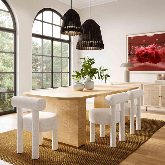 Akiba 96" Natural Ash & Rattan Rectangular Dining Table