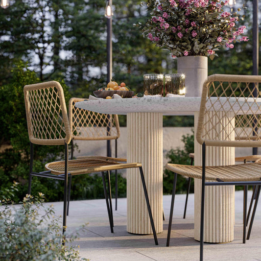 Parcino 47" Faux Terrazzo Concrete Indoor/Outdoor Round Dining Table