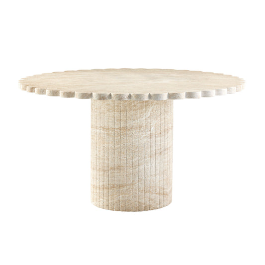 Blossom 54" Washed Faux Travertine Finish Indoor/Outdoor Round Dining Table