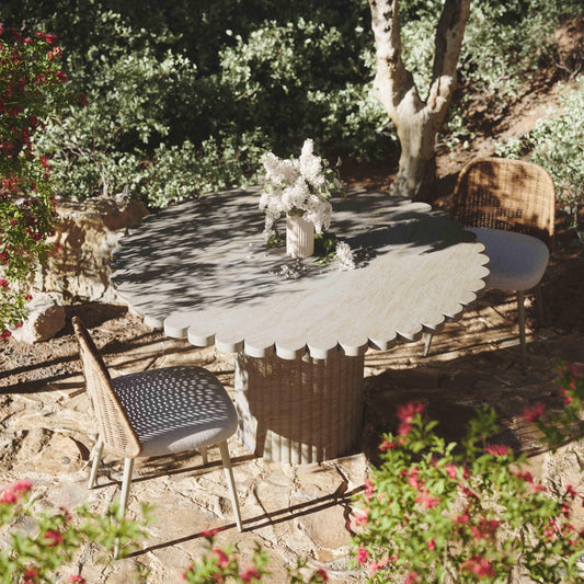 Blossom 54" Washed Faux Travertine Finish Indoor/Outdoor Round Dining Table