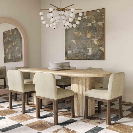 Brut 86" Concrete Patterned Indoor/Outdoor Oval Dining Table