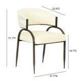 Tatum Cream 2-Tone Performance Vegan Leather and Jacquard Dining Chair