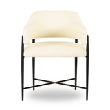 Sezanne Cream 2-Tone Performance Vegan Leather and Jacquard Dining Chair