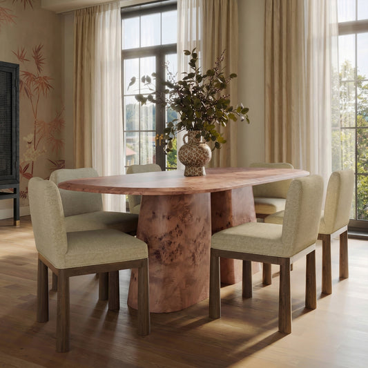 Gladyss 87" Burl Oval Dining Table