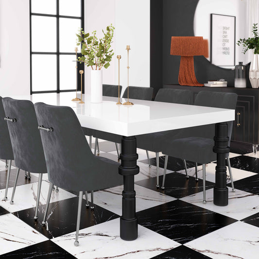 Beatrix Grey Performance Velvet Dining Chair - Silver Legs