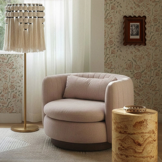 Tutu Cream Cotton Tasseled Floor Lamp