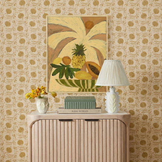Edith Scalloped Papier Mache Flower Pleated Table Lamp