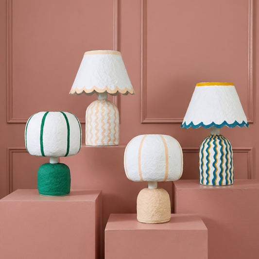 Blum Scalloped Cotton Mache Table Lamp