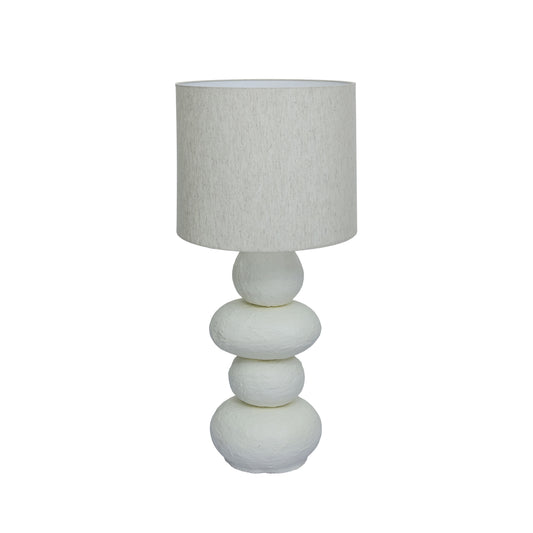 Pebble Cream Papier Mache Table Lamp