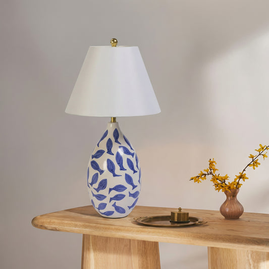 Sardine White & Blue Ceramic Table Lamp