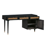 Sierra 60" Cane 3-Drawer Desk With Storage