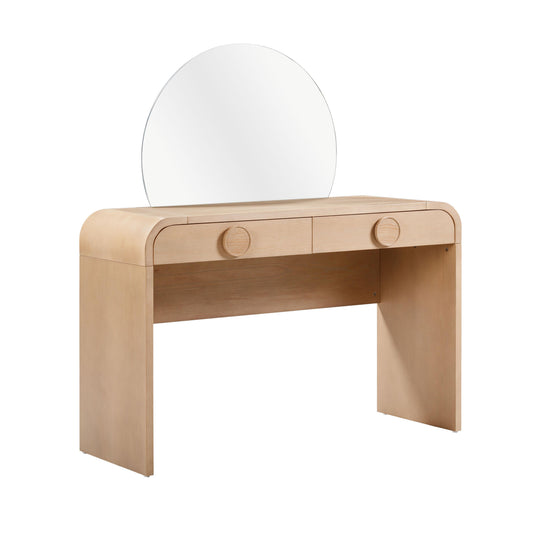Moonrise 48 Natural Ash 2-Drawer Vanity Desk with Mirror